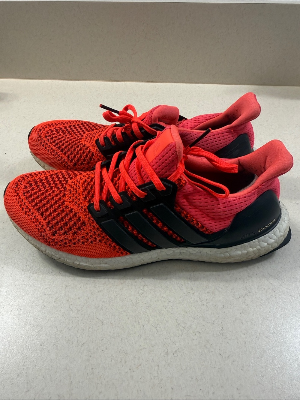 adidas Ultra Boost Running Shoes - Red and Coral with Black Cage